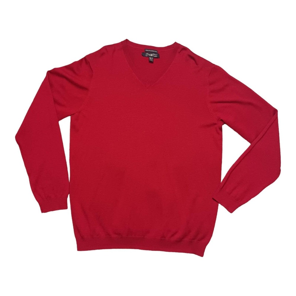 Pronto Uomo Sweater Mens 2XLT Red Extra Fine Merino Wool Long Sleeve Crew Neck